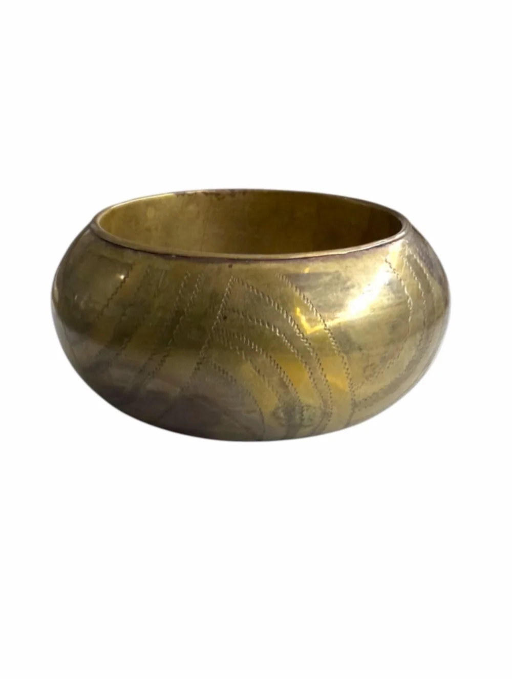 Vintage Etched Brass Boho Statement Bangle